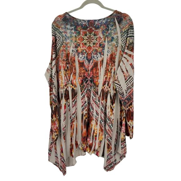 One World tunic Top Plus size 2X Sequin V Neck Long Sleeve boho Pattern - Picture 3 of 9